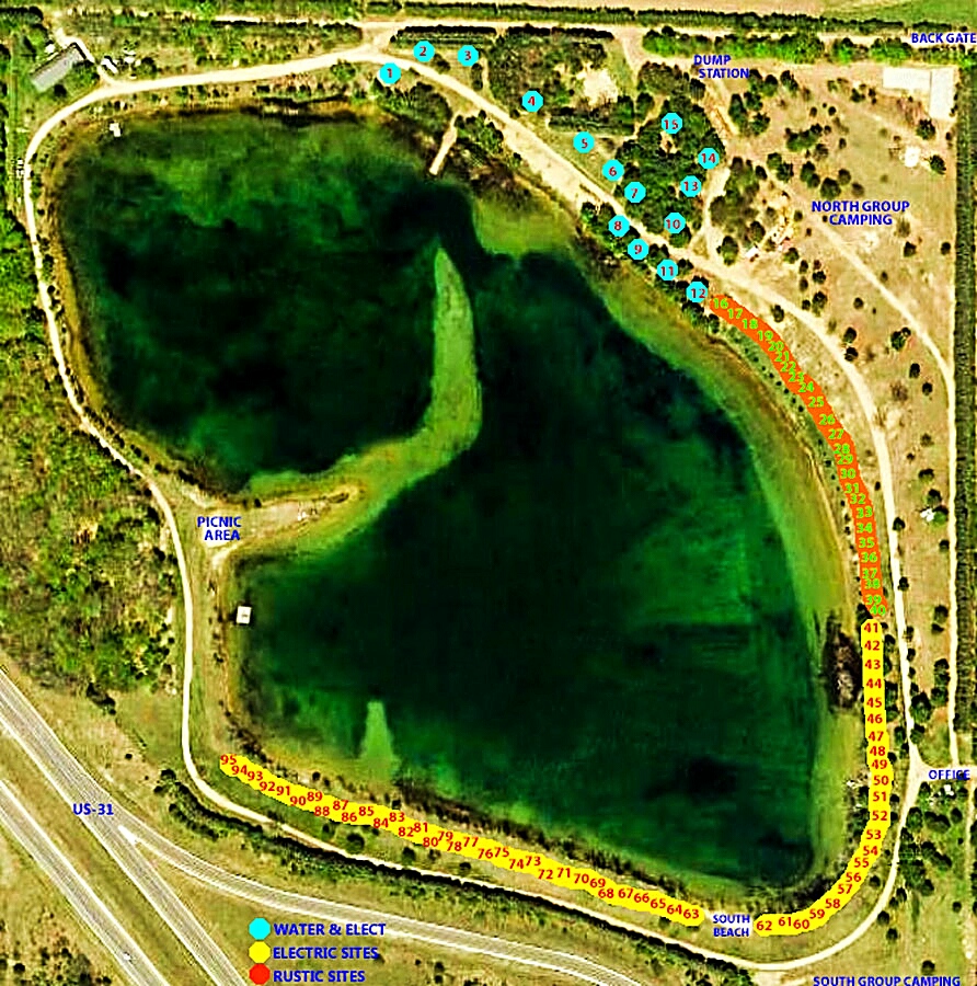 Lucky Lake Campground Sitemap - Click on the map to get a PDF printable version